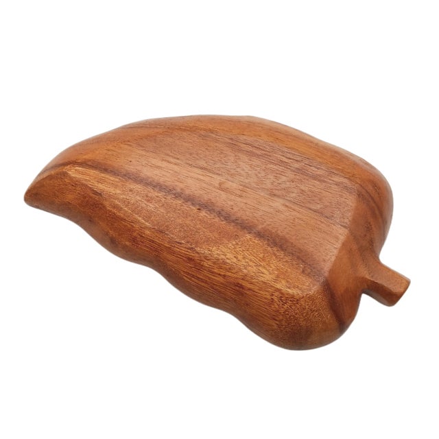 Vintage Monkey Pod Wood Leaf Serving Tray For Sale - Image 6 of 6