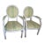 A Pair of John Hut Donghia Grand Flute Silk Medallion Back Chairs For Sale