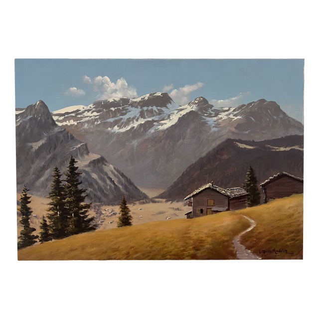 Eugène Devaud de Madelin, Les Diablerets, le Col du Pillon, Oil on Canvas For Sale