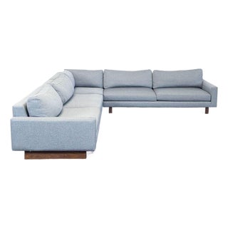 Room & Board Pierson Modern Gray Fabric Sectional Sofa With Wood Base For Sale
