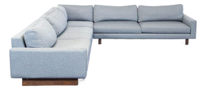 Room & Board Pierson Modern Gray Fabric Sectional Sofa With Wood Base