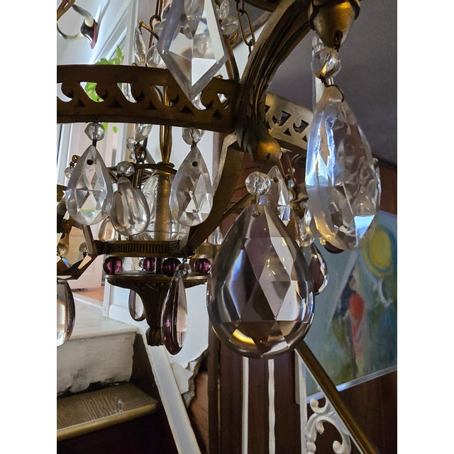 Maison Baguès Antique Bronze Crystal Maison Bagues Style Chandelier For Sale - Image 4 of 12