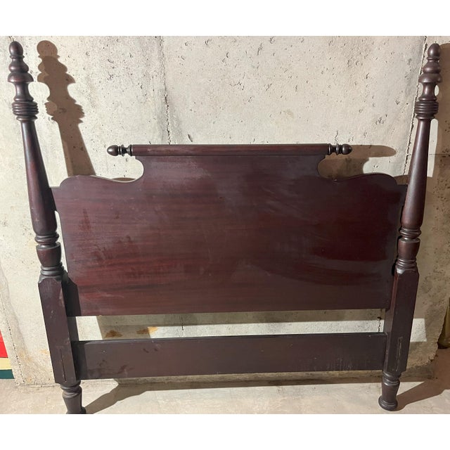 Traditional style low poster headboard and footboard set. Full size. Rails missing. In fair condition with minor blemishes...