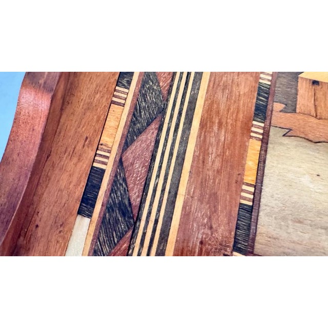 French Wooden Marquetry Tray with Craftwork Winter Scene, 1950s For Sale - Image 15 of 16