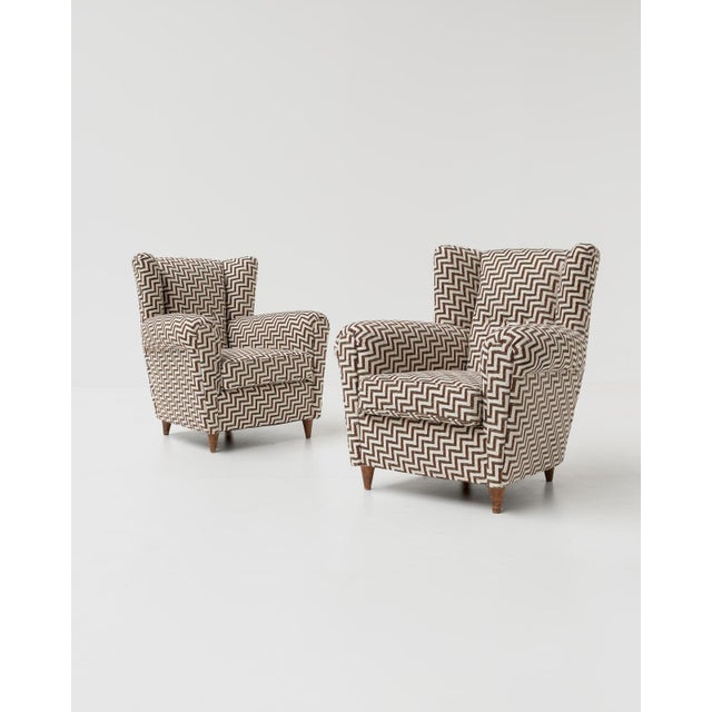 Italian Chairs in Zigzag Upholstery, 1960s, Set of 2, in Very Good conditions. Designed 1960 to 1969