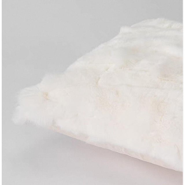 Textile Fluffy and Minimalist Imitation Rabbit Fur Pillow - Filled With Feather Velvet For Sale - Image 7 of 8