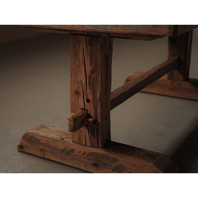 French Artisanal Pine Dining Table, 1970 For Sale - Image 9 of 18