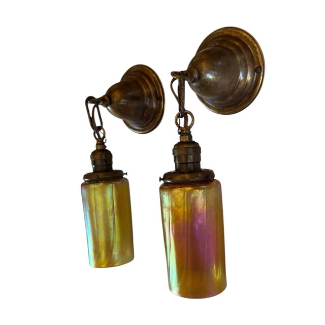 Glass 1990s Signed Lundberg Studios Art Glass Wall Scones - a Pair For Sale - Image 7 of 9