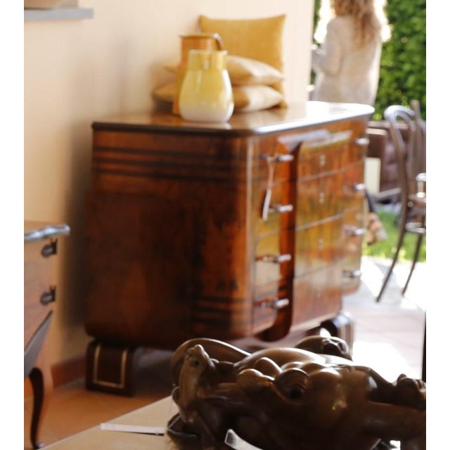 Art Deco Chest of Drawers in Briar and Walnut with Steel Details in the style of Ducrot, 1930s For Sale - Image 4 of 18