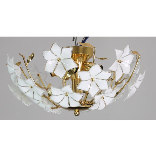 Grace Kelly, Delicious Murano Ceiling Light White Flowers, 1980 For Sale - Image 15 of 16