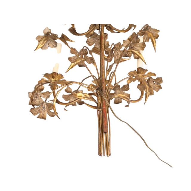 Vintage French Tole and Brass Floral Sconces For Sale - Image 9 of 9