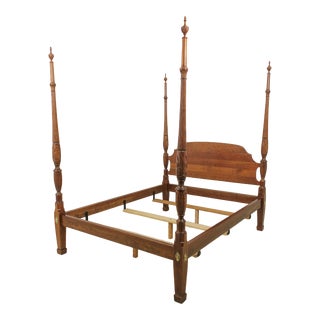 Stickley Queen Size Solid Cherry Rice Carved Poster Bed For Sale