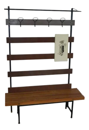 Vintage Coat Rack with Bench, 1950