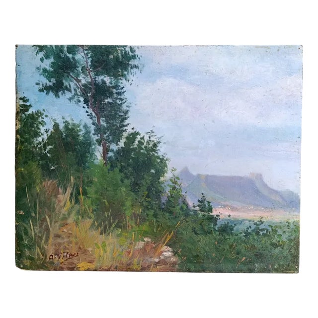 Gillaz, Landscape, 1950s, Oil Painting on Board For Sale