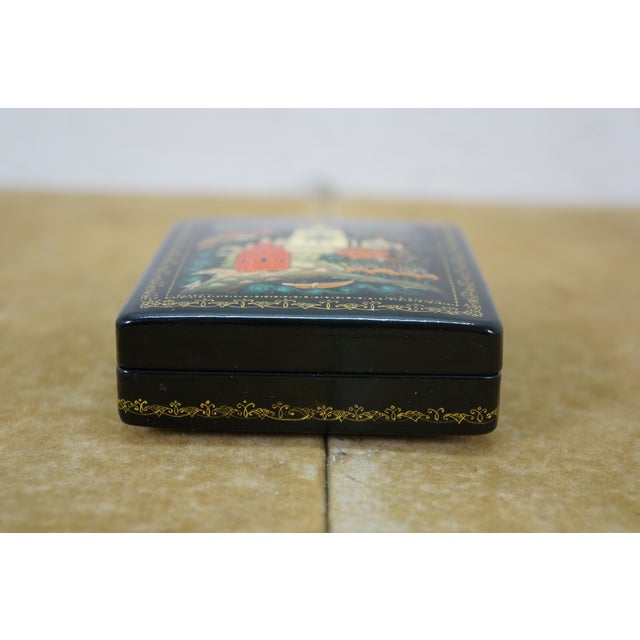 1978 Kholui Black Lacquer Paper Mache Trinket Keepsake Box 3.5" For Sale - Image 4 of 13