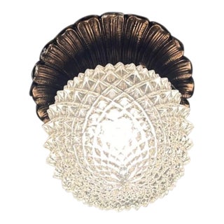 Vintage Prismatic Glass Flush Mount Ceiling Light – Mid-Century Modern/Hollywood Regency Style For Sale