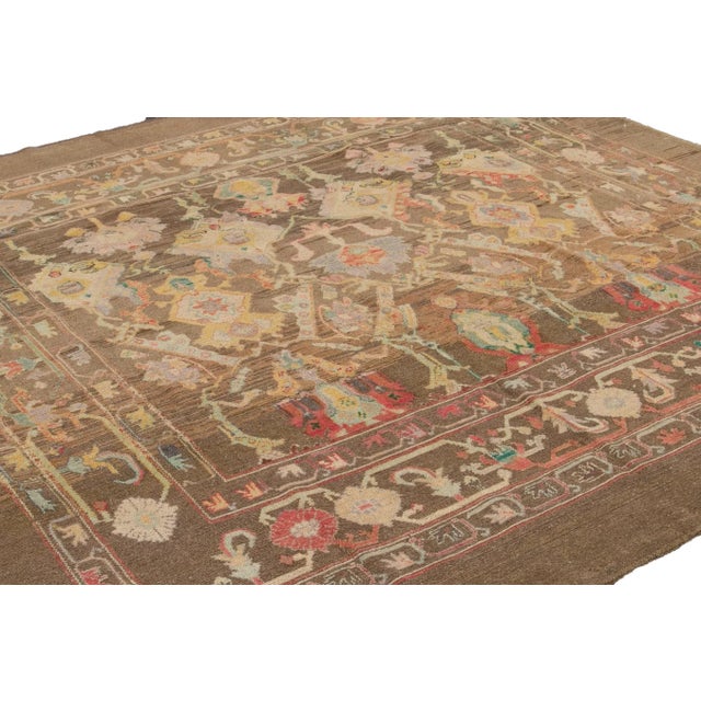 Brown Revival Handmade Wool Rug For Sale In New York - Image 6 of 11