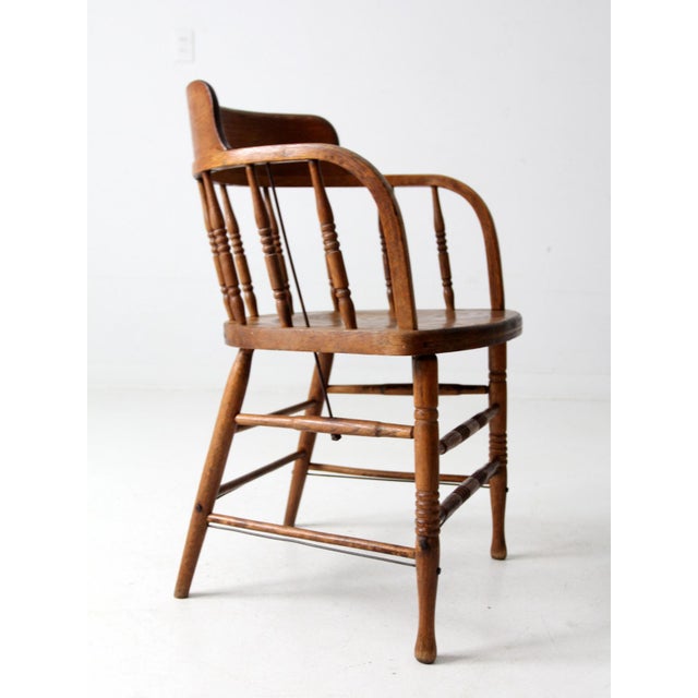 Wood Antique Captains Chair For Sale - Image 7 of 12