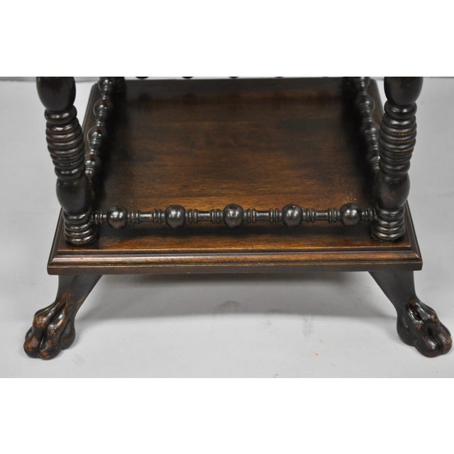 Antique American Empire Mahogany Carved Paw Foot 3 Tier Plant Stand Side Table For Sale - Image 11 of 15