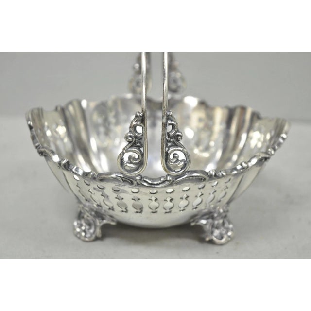 Antique Wallace Bros Victorian Silver Plated Reticulated Small Basket Nut Dish For Sale - Image 4 of 15