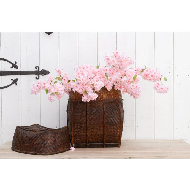 Wood Large Antique Handwoven Nepalese Tharu Basket For Sale - Image 7 of 8