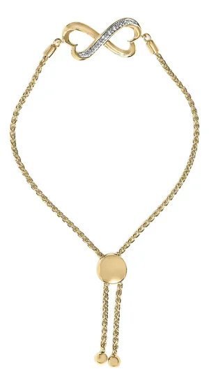 Gold Vermeil Diamond Accent Heart Infinity Bolo Bracelet
