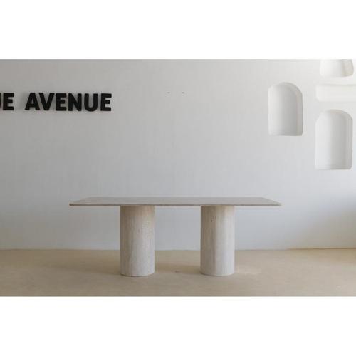Not Yet Made - Made To Order Rectangular Top 200 Muted Beige Travertine Dining Table by Beije Avenue For Sale - Image 5 of 9