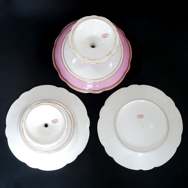 Antique French Old Paris Porcelain Pompadour Pink 15 Piece Dessert Service For Sale - Image 11 of 11