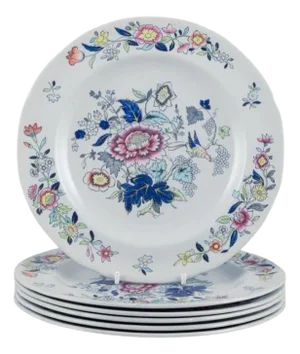 Lunch Plates in Faience with Floral and Bird Motifs from Copeland/Spode, 1930s, Set of 6