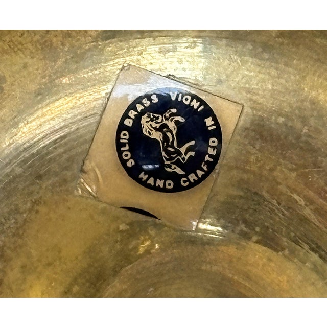 Vintage Solid Brass Chamberstick Candle Holder Made in India- A Pair For Sale - Image 9 of 11