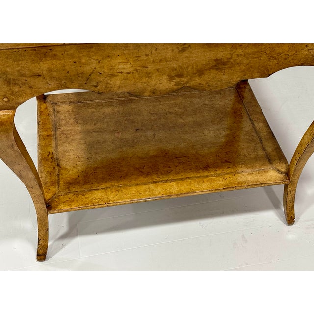 Taupe Minton-Spidell Regency Style Faux Burl Console Table With Pull-Out Shelf, Drawer & Lower Tier For Sale - Image 8 of 12