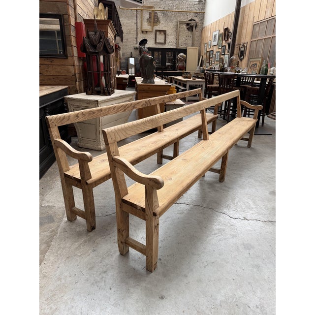 Benches with Backrests, Early 20th Century, Set of 2 For Sale - Image 13 of 13