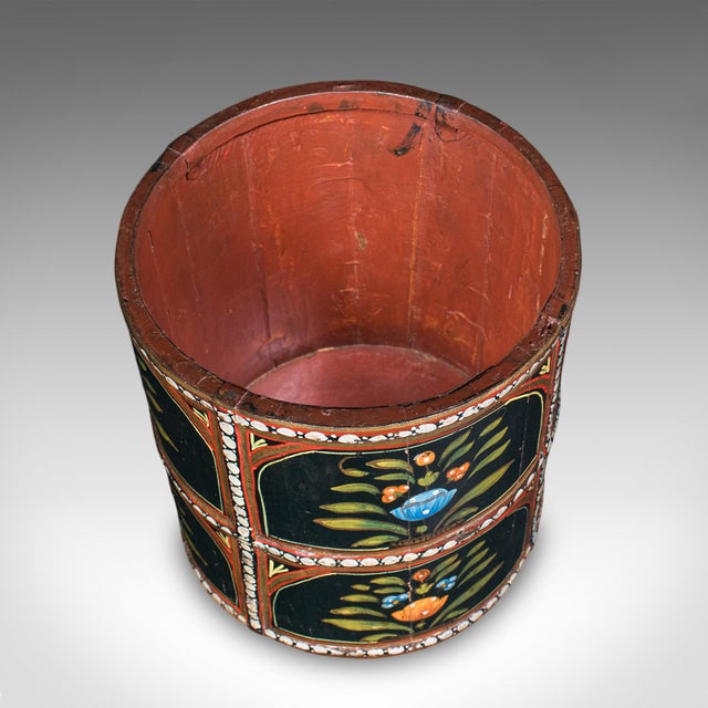 Wood Vintage Storage Bin, English, Handpainted, Waste Paper Basket, Mid Century, 1960 For Sale - Image 7 of 9