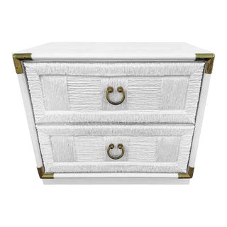 Mid Century Woven Nightstand in White For Sale