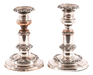 Antique 19th Century George IV Sheffield Telescopic Candleholders, 1825, Set of 2