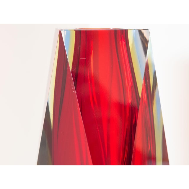 Glass Large Murano Sommerso Facet Cut Glass Vase For Sale - Image 7 of 8