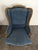 Textile Louis XV Style Wingback Lounge Chairs in Blue Velvet, Set of 2 For Sale - Image 7 of 8