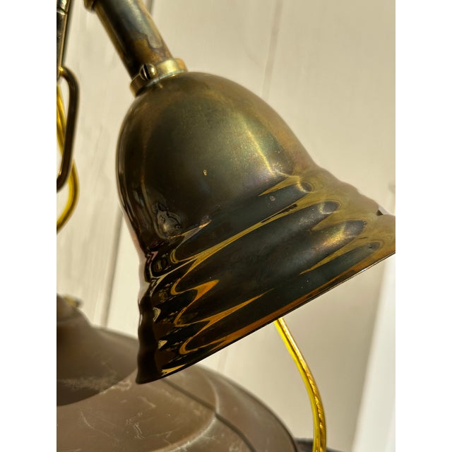 1920s Vintage Brass Four Arm Pan Fixture With Vintage Shades For Sale - Image 5 of 12