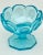Beautiful vintage cerulean / periwinkle blue coin dot art glass dip /nut small footed serving bowl or single floating...