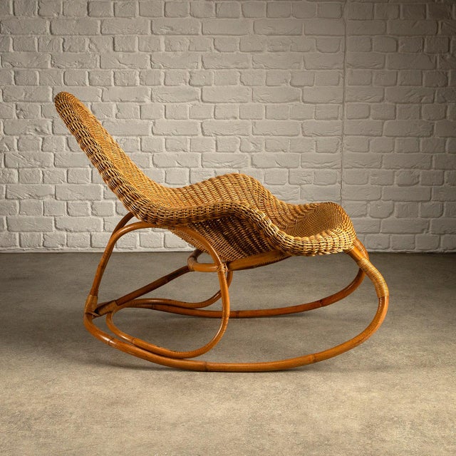 Art Nouveau rocking chair attributed to Victor Horta, (1861 – 1947) Belgium circa 1905. Wicker with bamboo frame. Very...