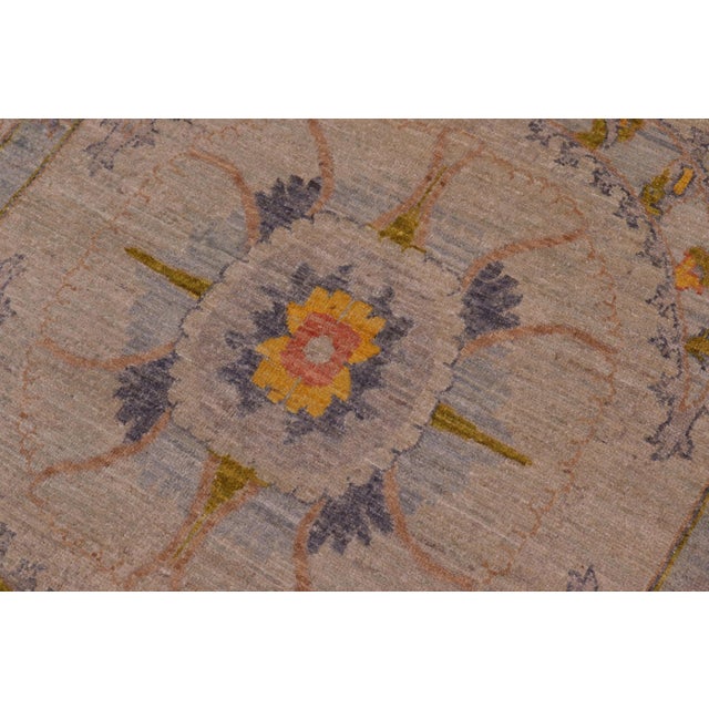 Boho Chic Ziegler Gray Green Hand-Knotted Wool Rug - 9'1'' X 11'8'' For Sale - Image 4 of 8