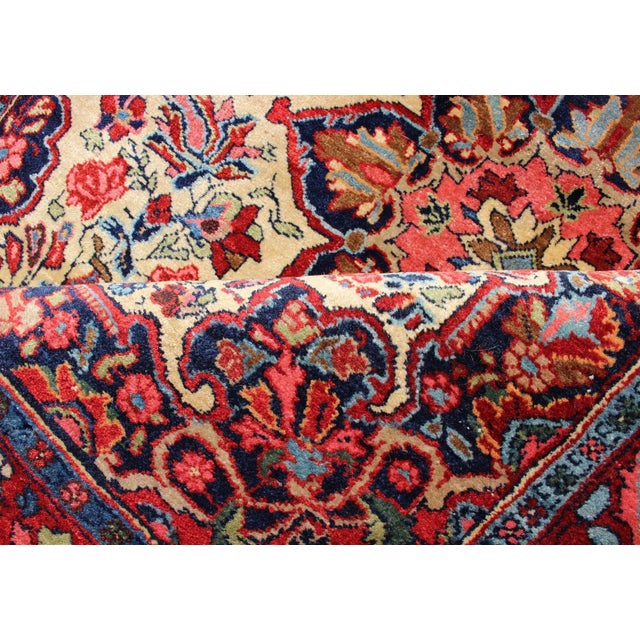 Antique Persian Medallion Bidjar Colorful Rug in Ivory, Navy Blue and Red 3'4 X 5'0 For Sale - Image 11 of 13