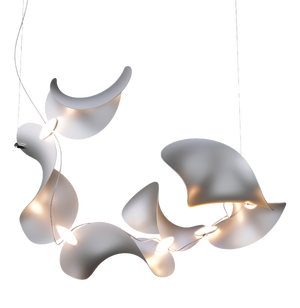 Dune 6 Spiral Chandelier with Silver Anodized Shades by Daniel Becker for Moss Objects