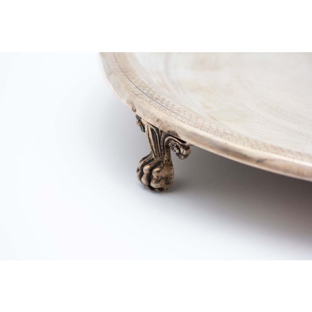 Guilloche Silver Catchall with Feet For Sale - Image 3 of 4
