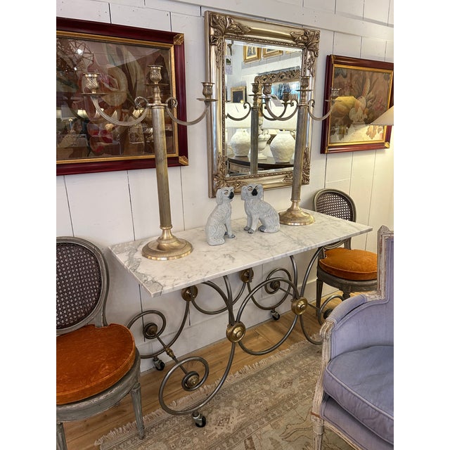 Steel Brass and Marble French Style Patisserie Console Table For Sale - Image 10 of 10
