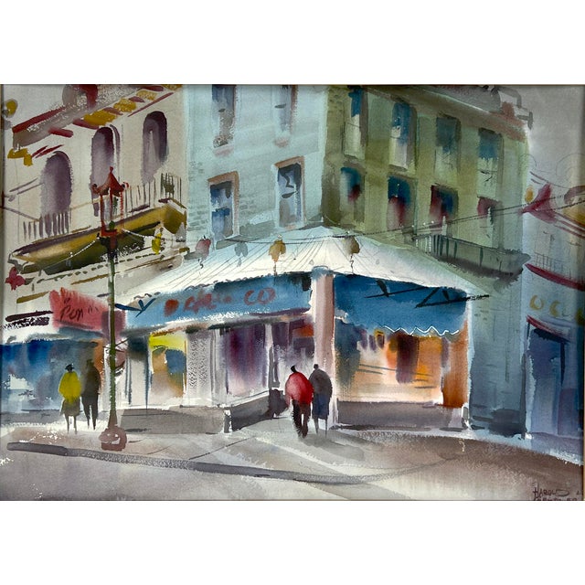 "Showers Today" San Francisco's Chinatown on an Overcast Day Original Watercolor A two sided watercolor on Arches paper by...