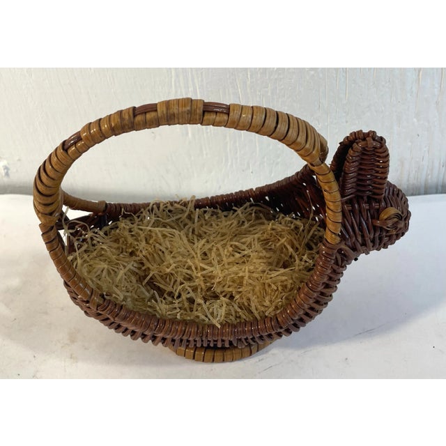 Vintage Petite Wicker Bunny Shaped Basket For Sale - Image 4 of 6
