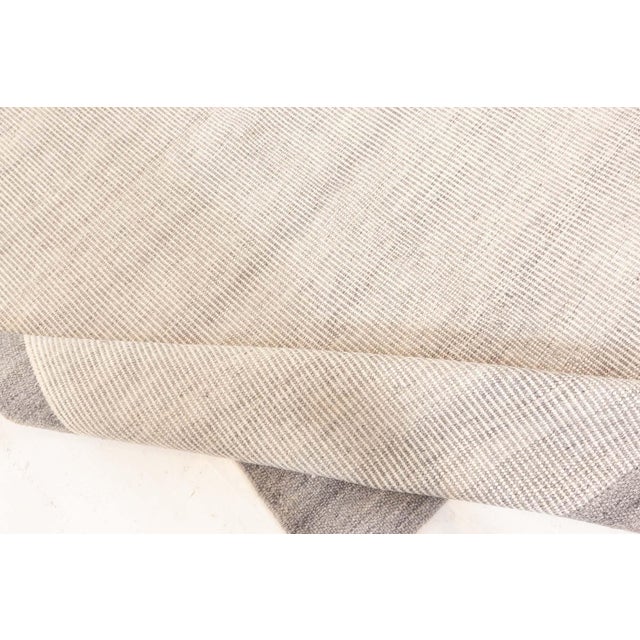 Gray Scandinavian Vintage Striped Gray With Steel Blue Flatweave Carpet For Sale - Image 8 of 8