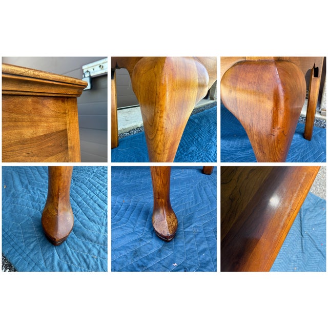 Vintage Statton Queen Anne Solid Cherry 3 Drawer Locking Sideboard or Buffet For Sale - Image 15 of 17