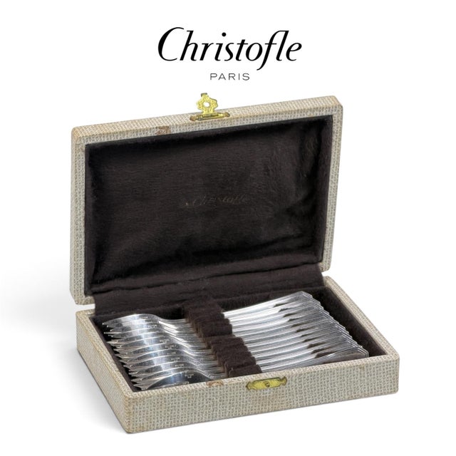 Art Deco Silver-Plated América Cake Forks from Christofle, 1940s, Set of 12 For Sale - Image 3 of 13
